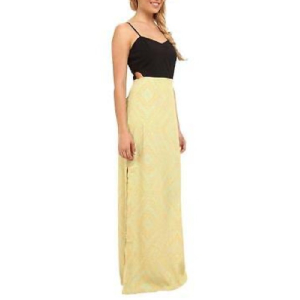 Hurley Cut Out Black and Printed Maxi Dress